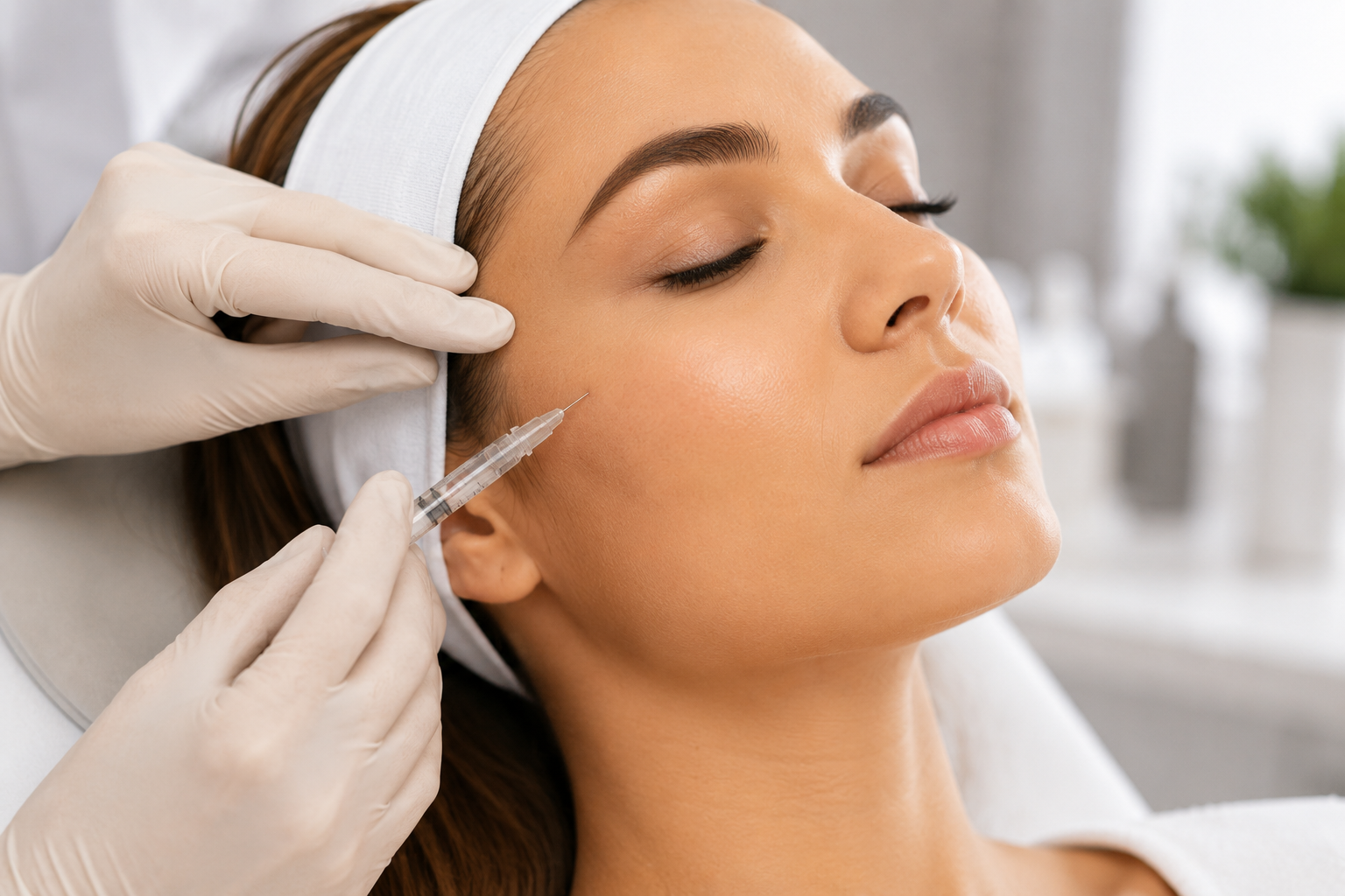 Woman receiving Collagen Stimulating Injections